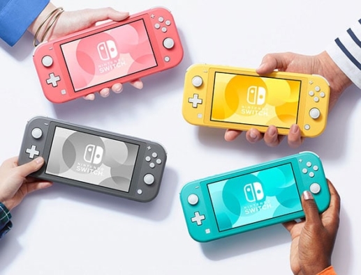 Nintendo Switch Lite in red, grey, turquoise and yellow