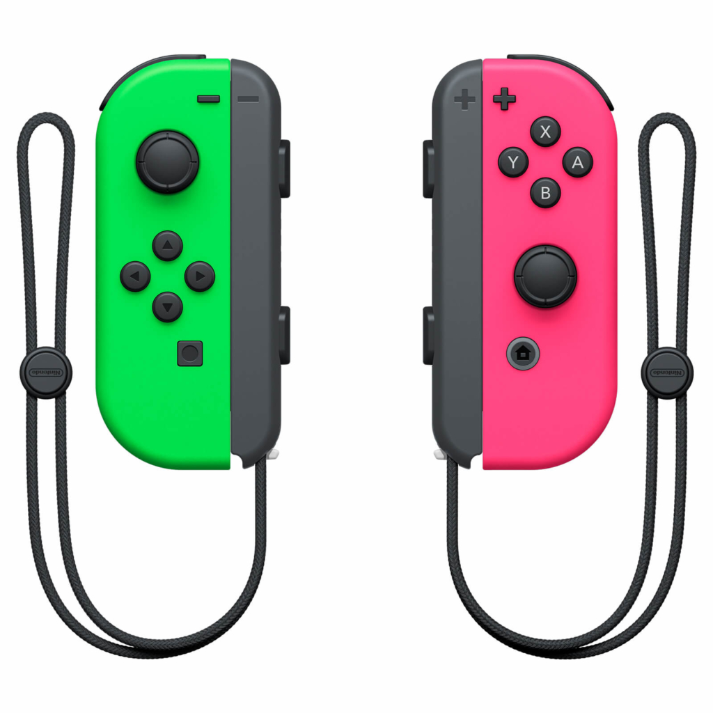 Nintendo Switch Neon Green and Neon Pink Joy-Con Controller Set View