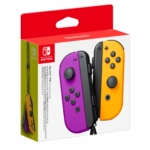 Nintendo Switch Neon Purple and Neon Orange Joy-Con Controller Set Box View