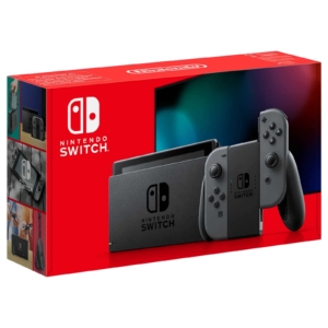 Nintendo Switch with Grey Joy-Con Controllers Box View