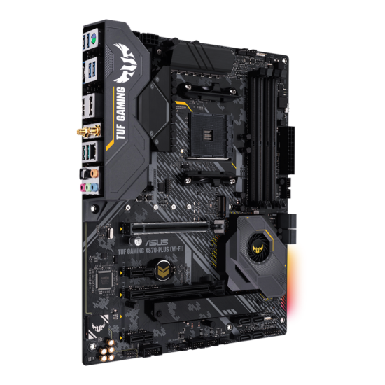 ASUS TUF Gaming X570-Plus (WI-FI) Front Angled View