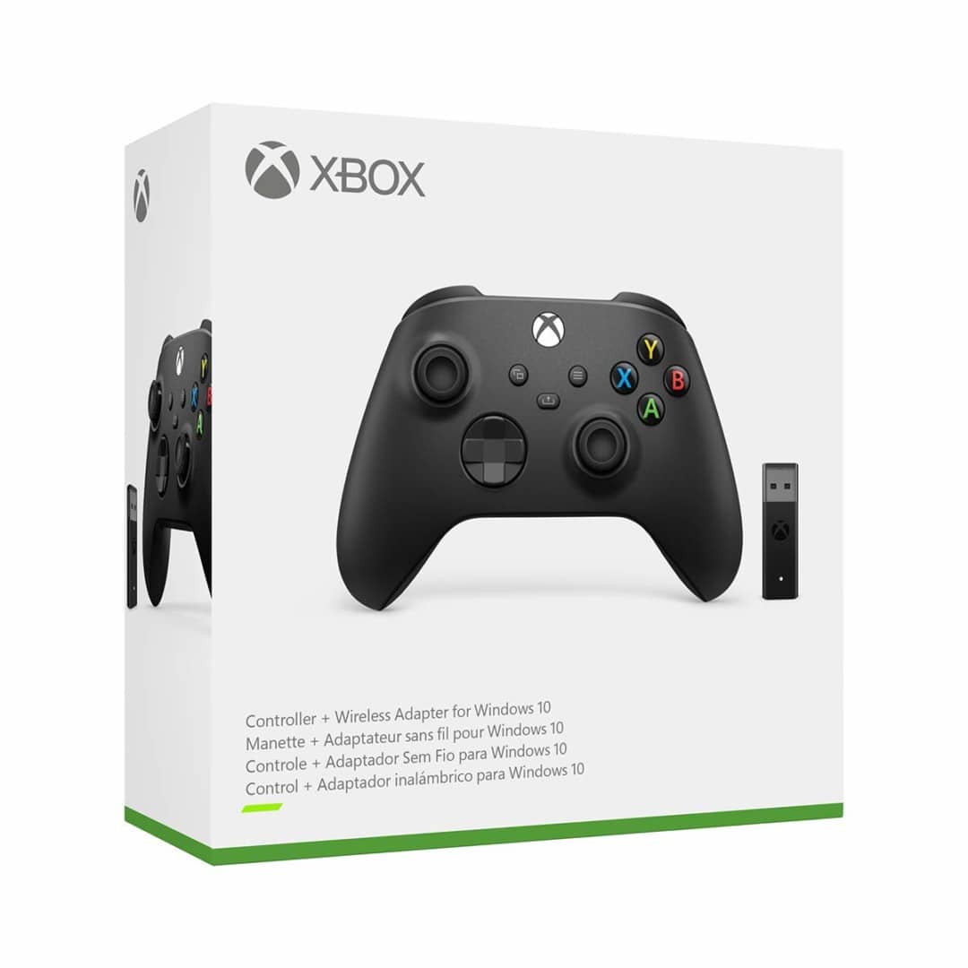 Xbox Wireless Controller Carbon Black + Wireless Adapter for Windows Box View
