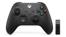 Xbox Wireless Controller Carbon Black + Wireless Adapter for Windows Flat Front View