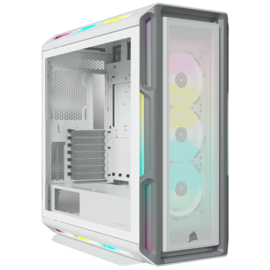 Corsair iCUE 5000T RGB White Angled Front View