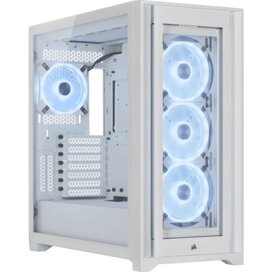 Corsair iCUE 5000X RGB QL Edition True White Angled Front View