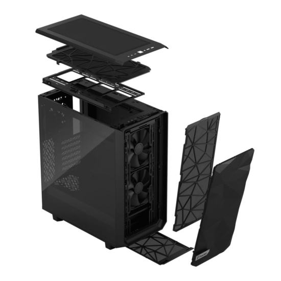 Fractal Design Meshify 2 Compact Light TG Black Angled Front View