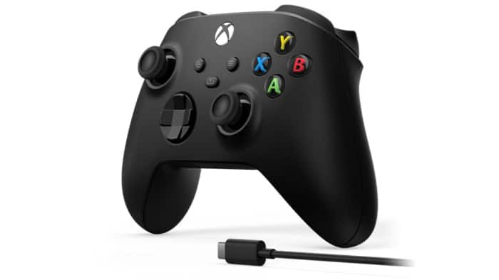 Xbox Wireless Controller + USB-C Cable - Carbon Black Angled Front View