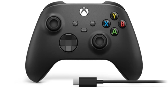 Xbox Wireless Controller + USB-C Cable - Carbon Black Flat Front View