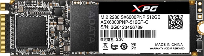 ADATA XPG SX6000 PRO 512GB Flat Rear View