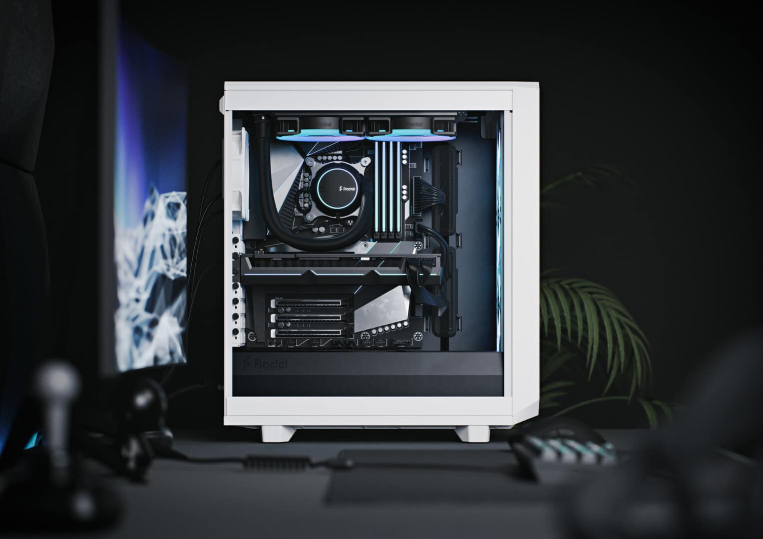 Fractal Design Meshify 2 Compact RGB White TG Cover View