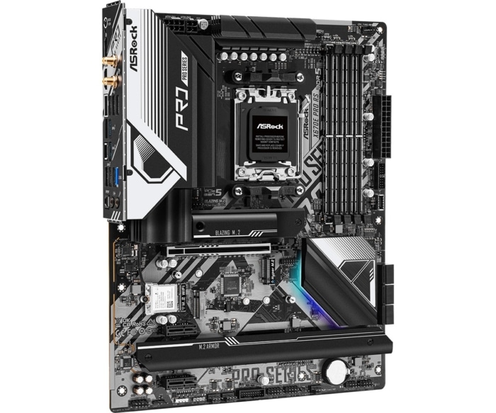 Asrock X670E PRO RS Flat Angled Vertical View