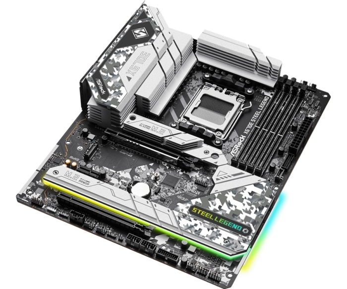 ASRock X670E Steel Legend Flat Angled Front View