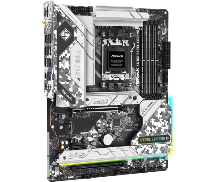 ASRock X670E Steel Legend Flat Angled Front View