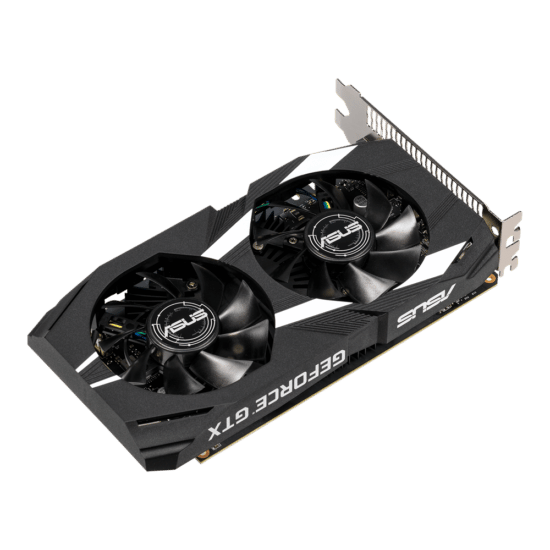 ASUS Dual NVIDIA GeForce GTX 1650 Angled Front View