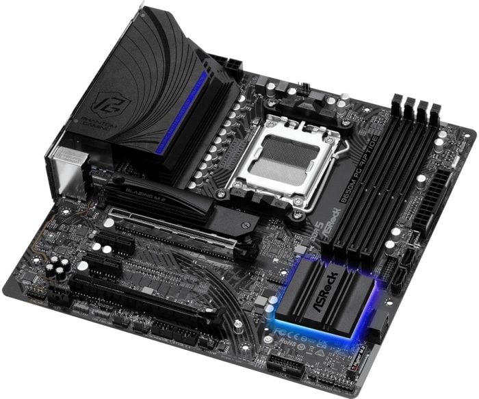ASRock B650M PG Riptide Angled Front View