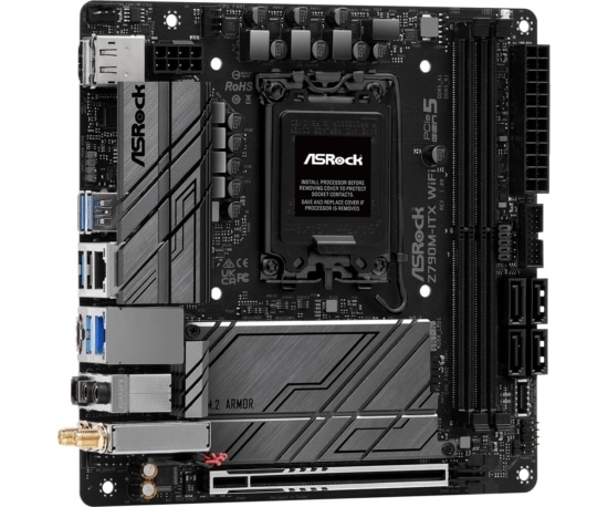 ASRock Z790M-ITX WiFi Angled Front View