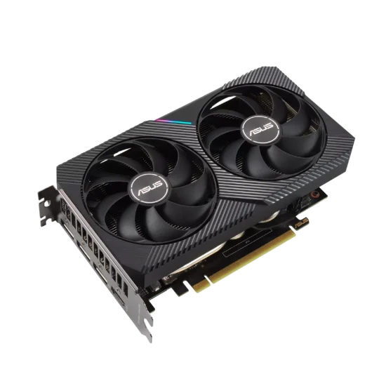 ASUS Dual NVIDIA GeForce RTX 3050 OC Angled Side View