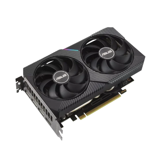 ASUS Dual NVIDIA GeForce RTX 3060 V2 Angled Front View