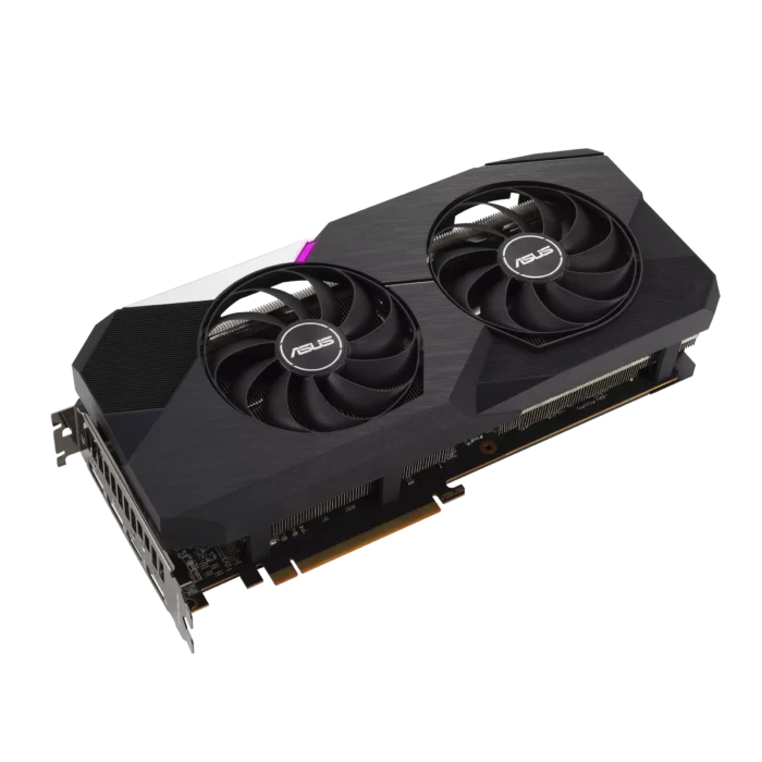 ASUS Dual AMD Radeon RX 6700 XT OC Edition Angled Front View