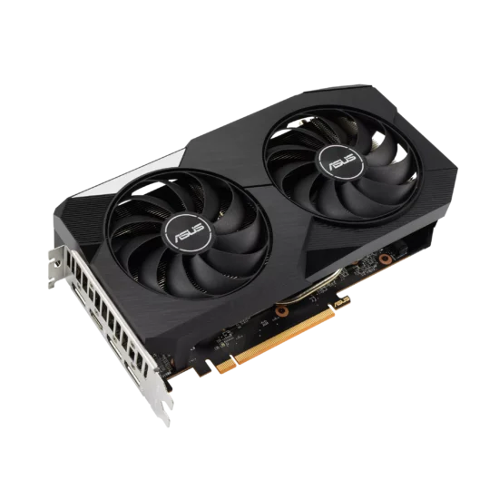 ASUS Dual AMD Radeon RX 6600 XT OC Angled Front View