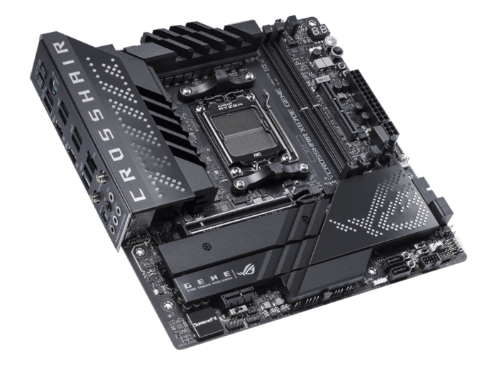 ASUS ROG Crosshair X670E GENE Angled Front View