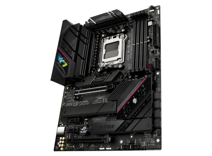 ASUS ROG Strix B650E-F Gaming WiFi Angled Front View