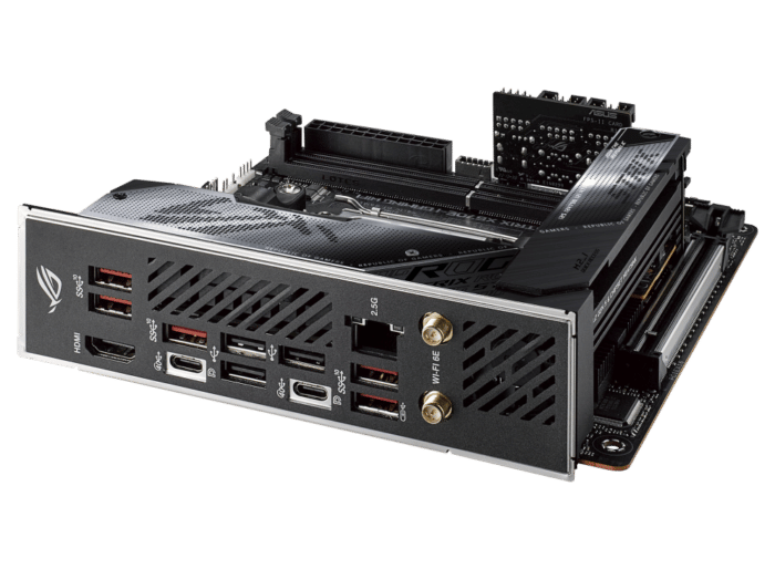ASUS ROG Strix X670E-I Gaming WiFi Angled Side View