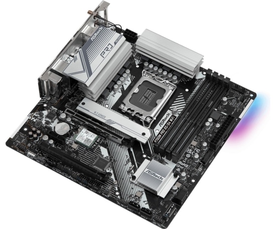 ASRock B760M Pro RS/D4 WiFi Angled Front View