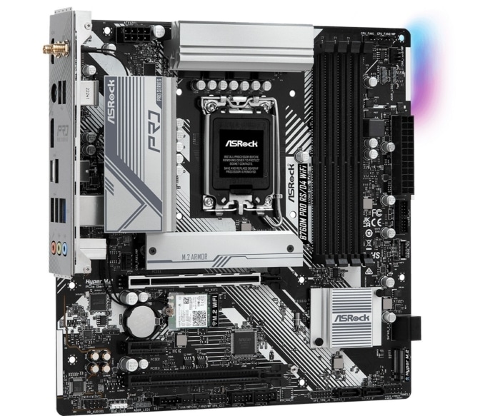ASRock B760M Pro RS/D4 WiFi Angled Front View
