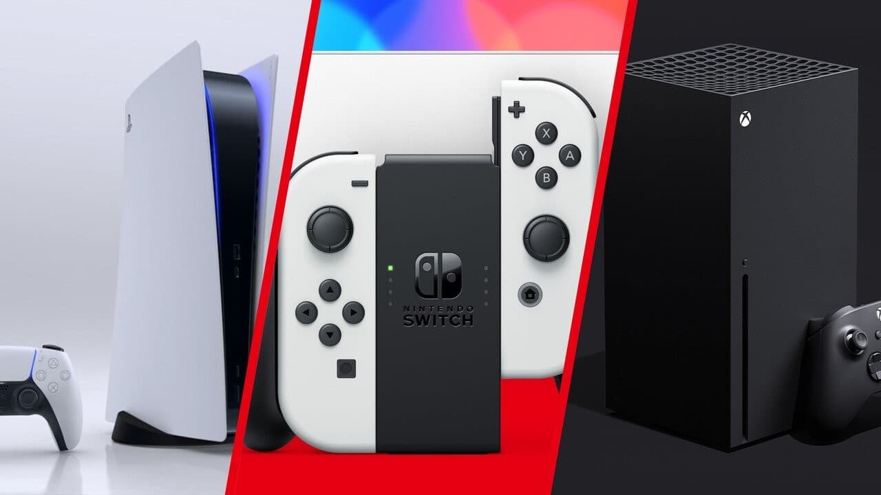 Sony PlayStation 5, Nintendo Switch OLED and Xbox Series X Banner Poster