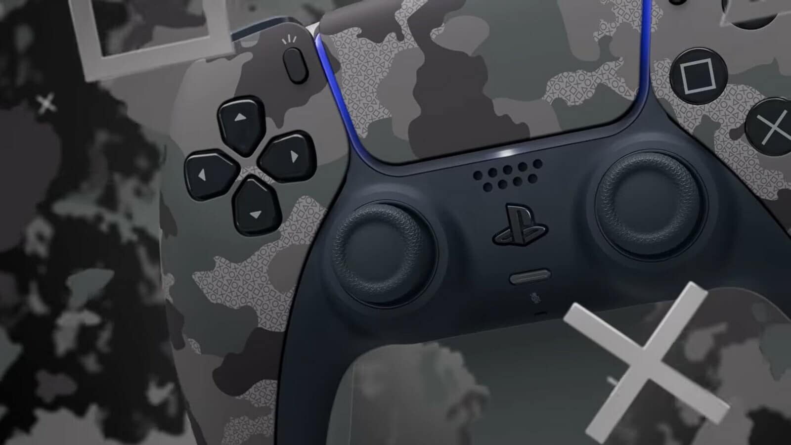 Sony PS5 DualSense Grey Camo Cover View