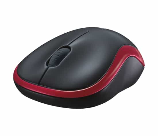 Logitech M185 Wireless Notebook Mouse – Black/Red