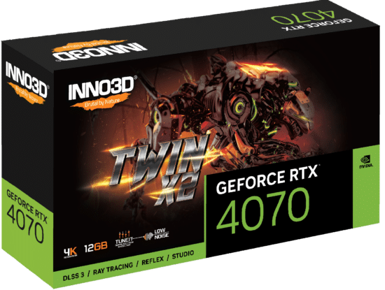 Inno3D NVIDIA GeForce RTX 4070 Twin X2 12GB GDDR6X Graphics Card