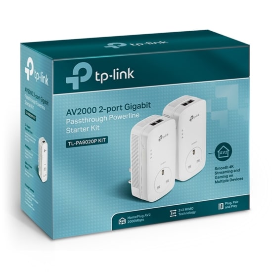 TP-LINK TL-PA9020P KIT AV2000 2-Port Gigabit Powerline Adapter Kit