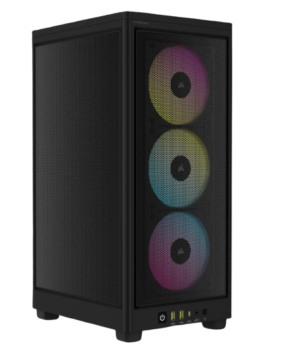 Corsair iCUE 2000D RGB Airflow Mini ITX Black Side Angled View