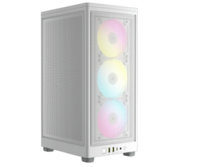 Corsair iCUE 2000D RGB Airflow Mini ITX White Side Angled View