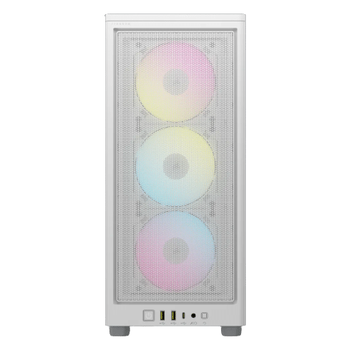 Corsair iCUE 2000D RGB Airflow Mini ITX White Front View
