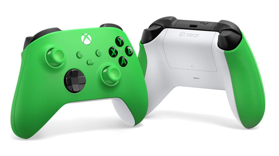 Xbox Wireless Controller – Velocity Green Front and Rear View
