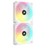 Corsair iCUE LINK QX140 White 2 Pack Front Vertical View
