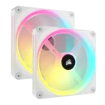 Corsair iCUE LINK QX140 White 2 Pack Front View