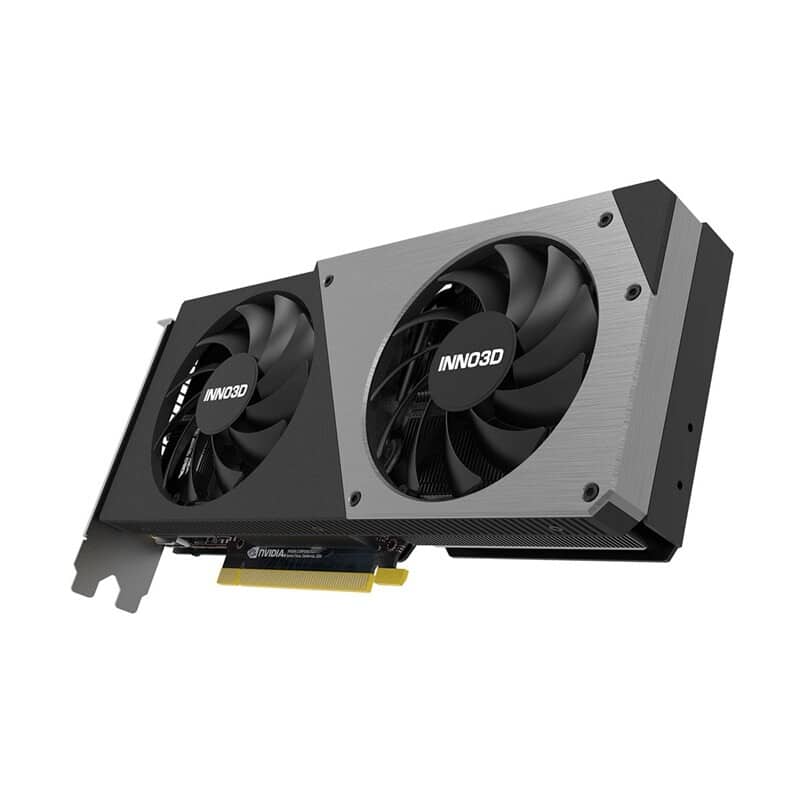 Inno3d RTX 4060 Ti Twin X2 Graphics Card Angled Side View