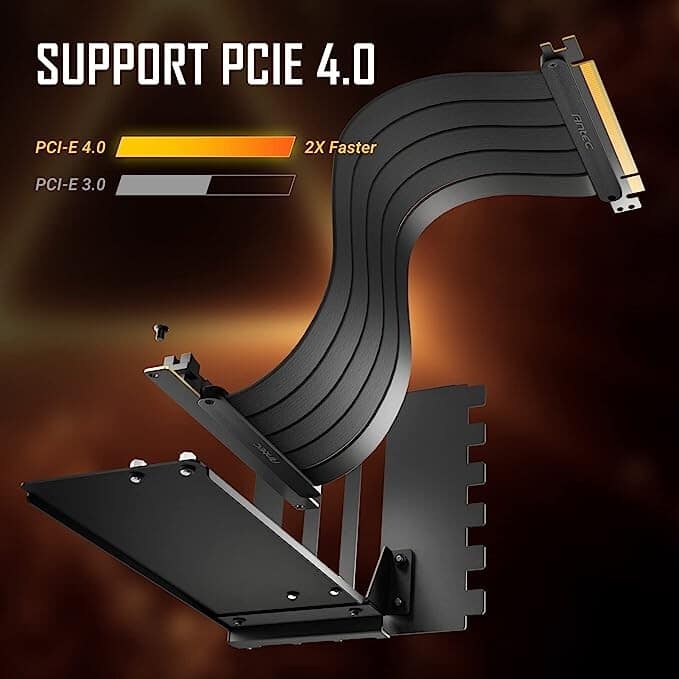 Antec 200mm PCIe 4.0 Riser Black Cable Side View
