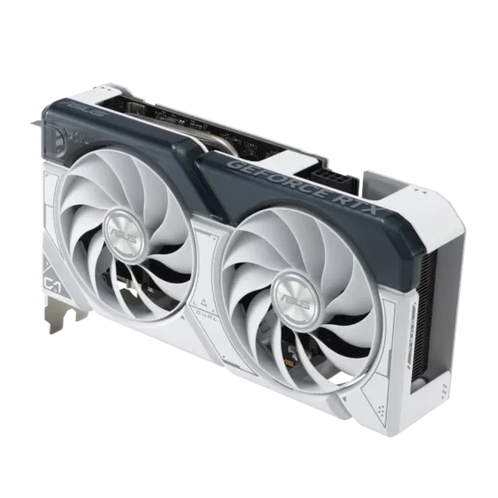 ASUS Dual NVIDIA GeForce RTX 4060 Ti White OC Edition Angled View