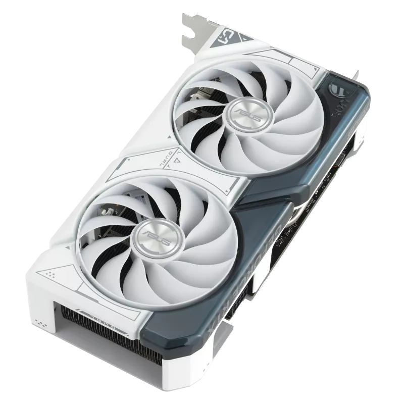 ASUS Dual NVIDIA GeForce RTX 4060 Ti White OC Edition Top Angled View