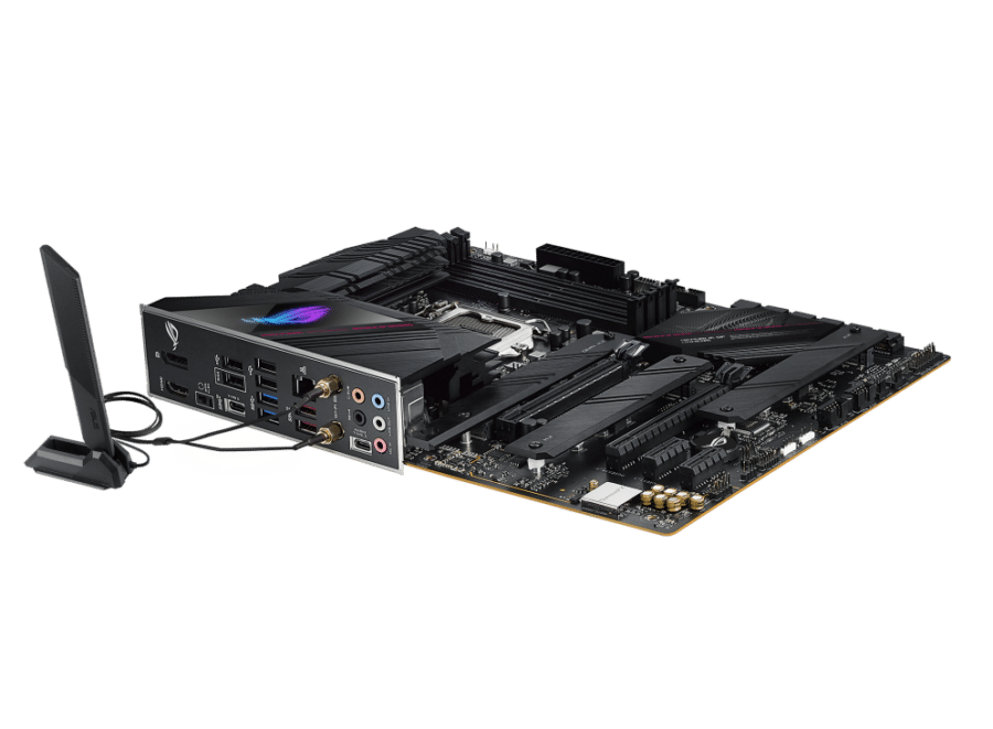 ASUS ROG Strix B560-E Gaming WiFi Motherboard Side With Wifi View