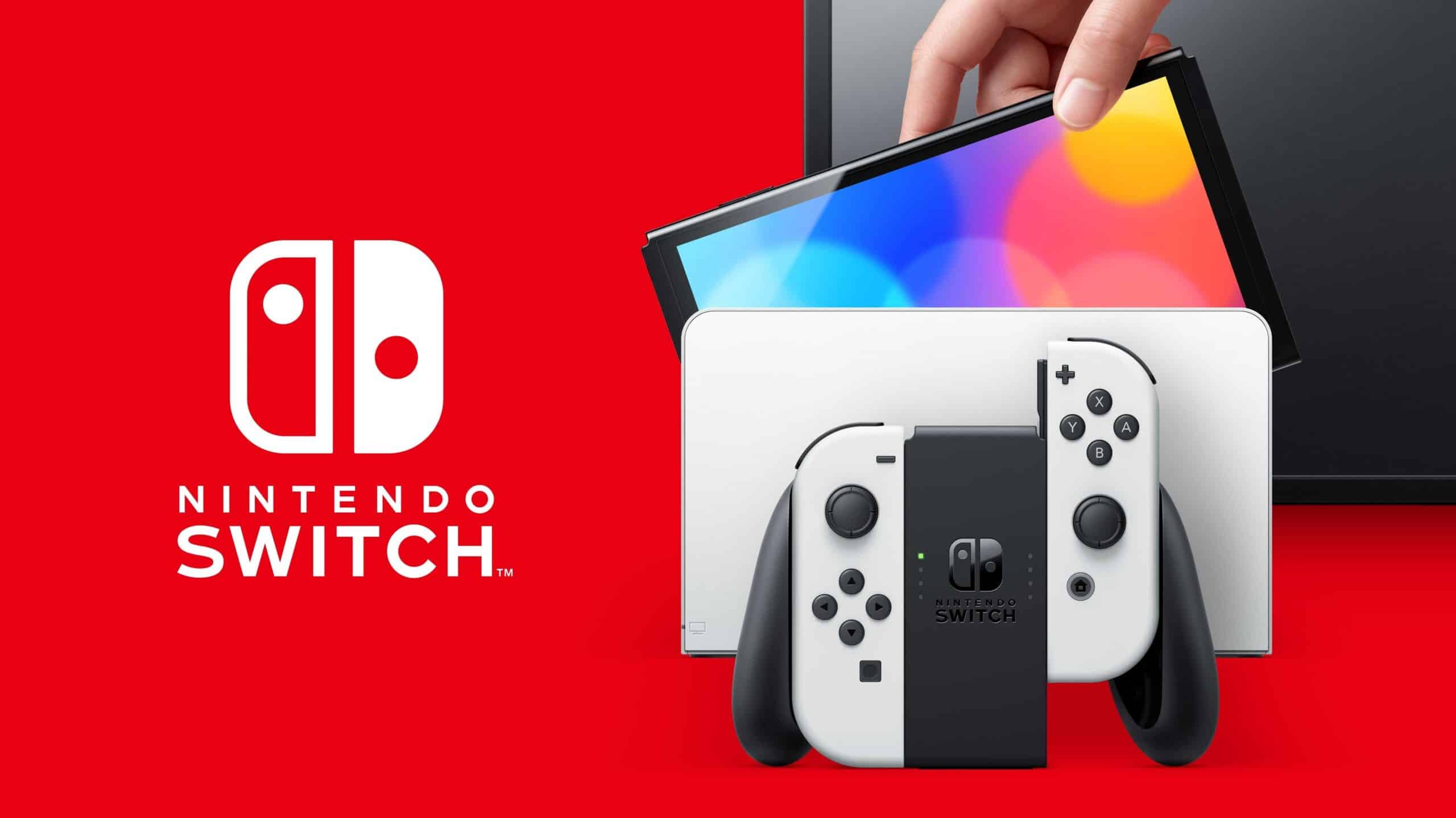 White Nintendo Switch OLED with Nintendo Branding Poster