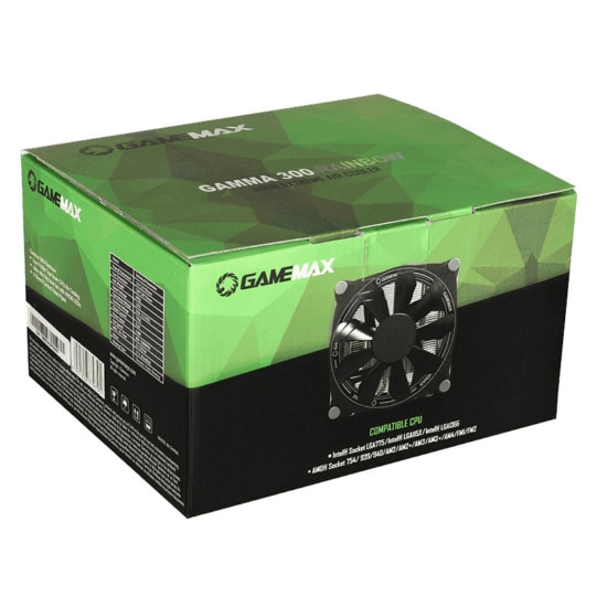 GameMax Gamma 300 Rainbow ARGB Low Profile Heatsink & Fan, Intel & AMD Sockets CPU Cooler
