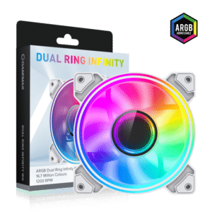 GameMax Dual Ring Infinity 120mm ARGB Case Fan - White