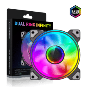GameMax Dual Ring Infinity 120mm ARGB Case Fan - Black