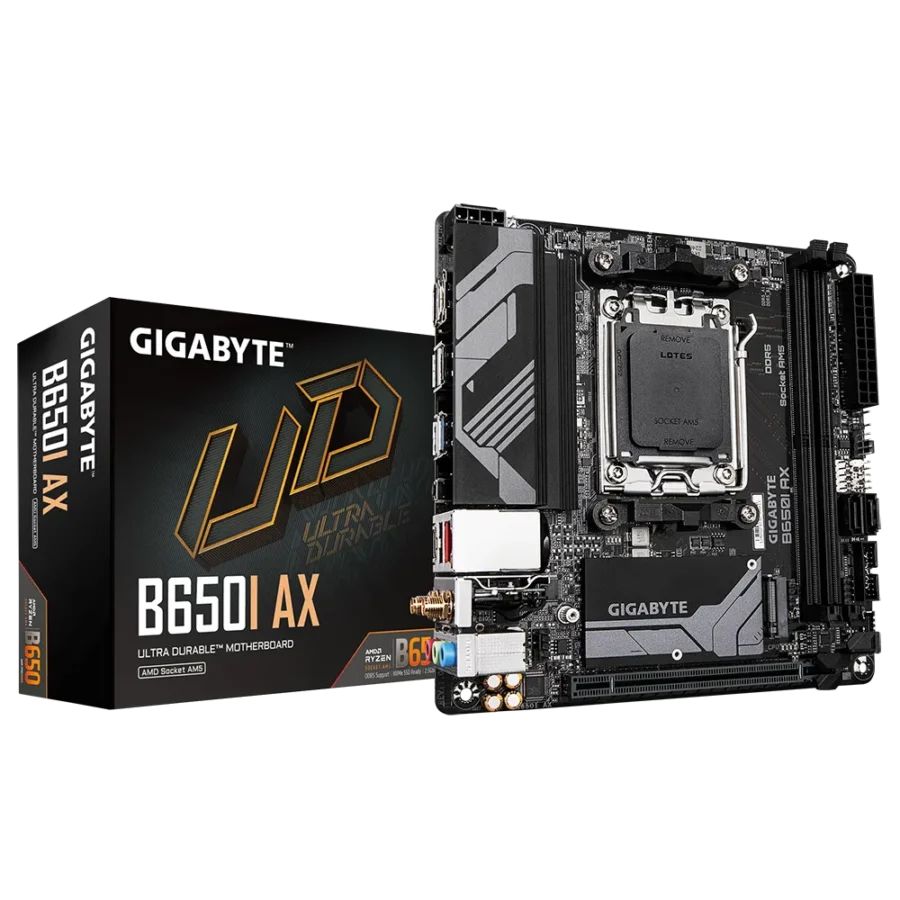 Gigabyte B650I AX – AMD B650 Chipset (Socket AM5) PCIe 4.0 DDR5 Mini-ITX Motherboard